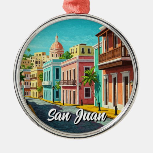 Old San Juan Puerto Rico Reisen Ornament Aus Metall (Vorne)