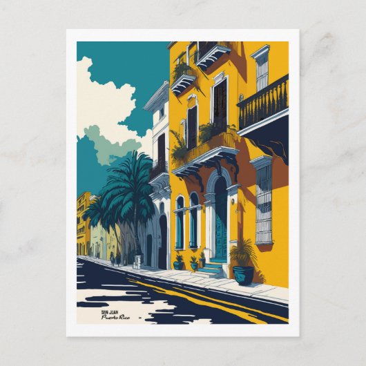 Old San Juan Street Postkarte (Vorderseite)
