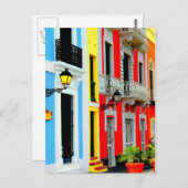Old San Juan - Vibrierende Row Houses auf den Stra Postkarte (Vorne/Hinten)