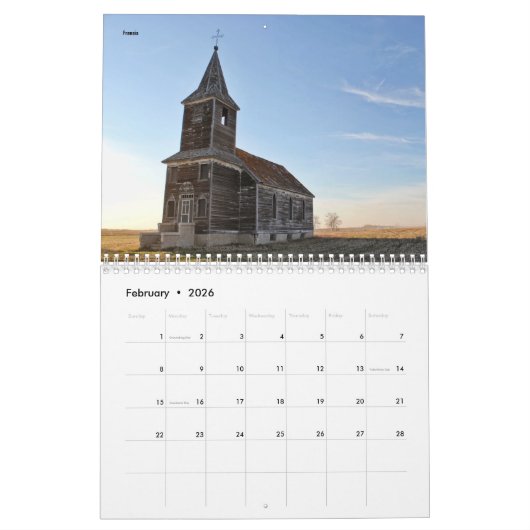 Old Saskatchewan Kirchenkalender Kalender (Feb 2026)