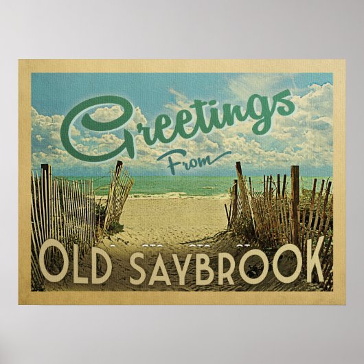Old Saybrook Beach Vintage Travel Poster (Vorne)