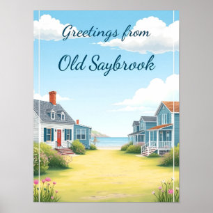 Old Saybrook, Connecticut – Historische Küstenhäus Poster