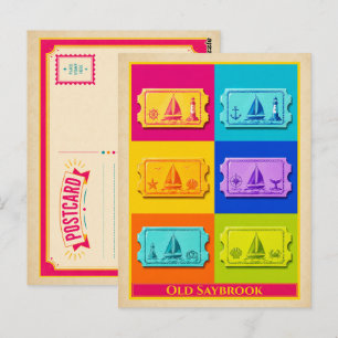 Old Saybrook Connecticut Mystic Ticket Postkarte