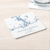 Old Saybrook CT Map Navy Blue Wedding Rechteckiger Pappuntersetzer (angewinkelt)