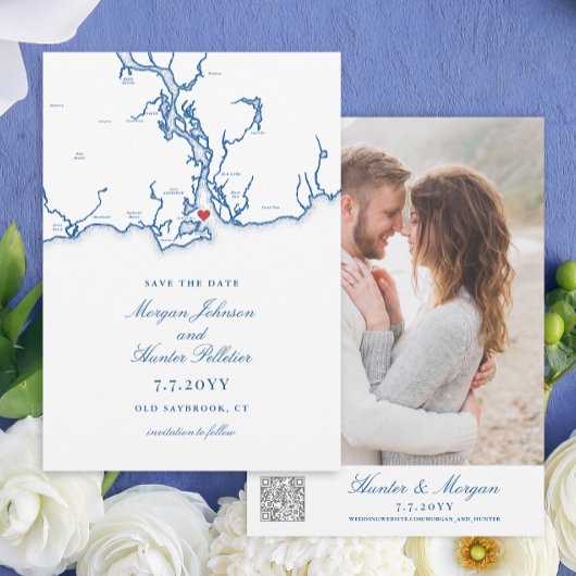 Old Saybrook CT Map Wedding QR Code Save The Date