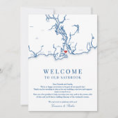 Old Saybrook Wedding Welcome Itinerary Navy Blue Dankeskarte (Vorderseite)