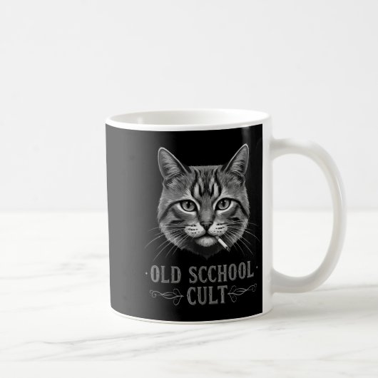 Old Scchool Cult Funny Cat For Cool People And - F Kaffeetasse (Rechts)
