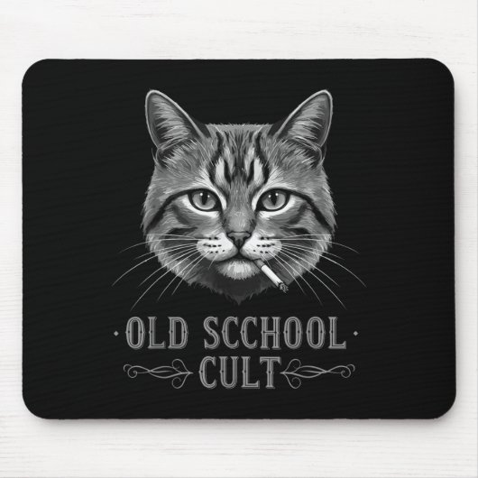 Old Scchool Cult Funny Cat For Cool People And - F Mousepad (Vorne)