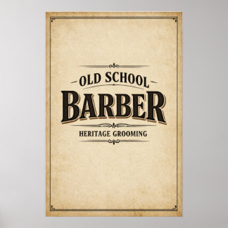 Old School Barber Heritage Typography Poster