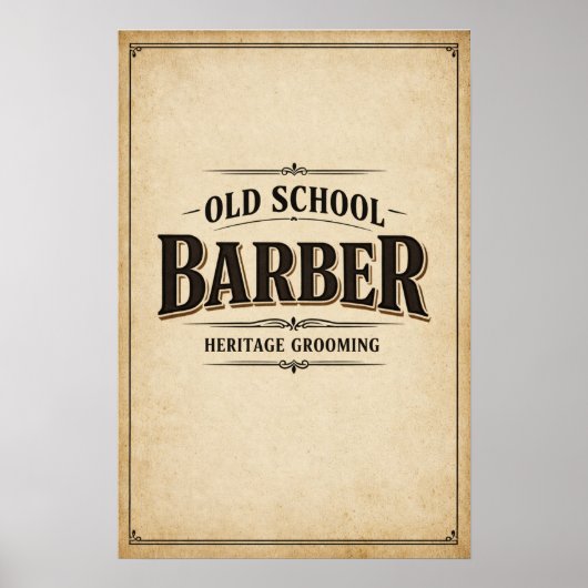 Old School Barber Heritage Typography Poster (Vorne)