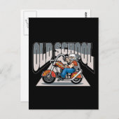Old School Biker Postkarte (Vorne/Hinten)