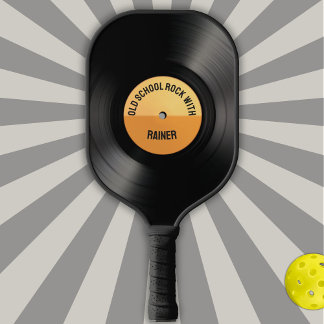 Old School Black Vinyl Record Phonograph Pickleball Schläger