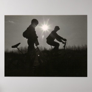 Old School BMX Druck, Silhouette, Zwei Personen Poster