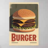 Old-School Burger Poster – Retro Food Wall Art (Vorne)