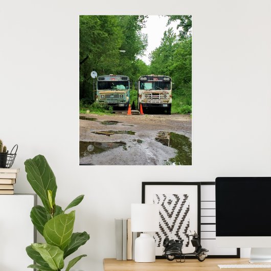 Old School Buses Foto Poster (Heimbüro)