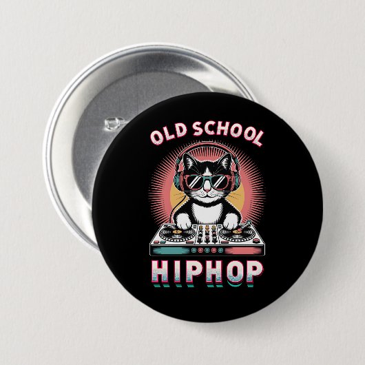 Old School Cool Cat DJ Button (Vorne & Hinten)