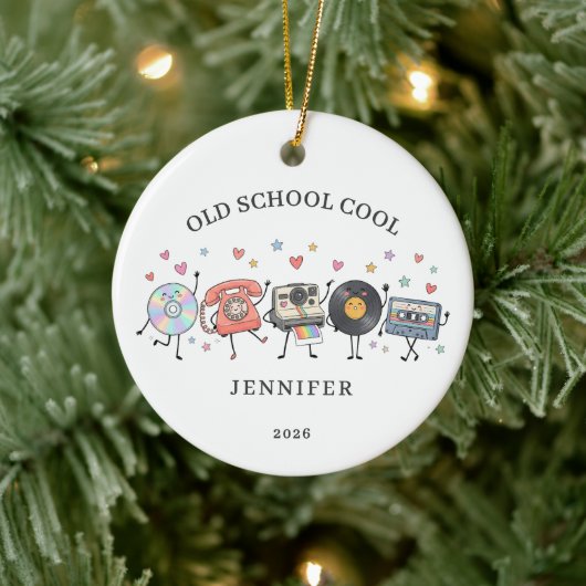 Old School Cool Retro Keramik Ornament (Baum)
