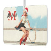 Old School Cowgirl Weihnachtsgeschenk für ihn Autolufterfrischer (Links)