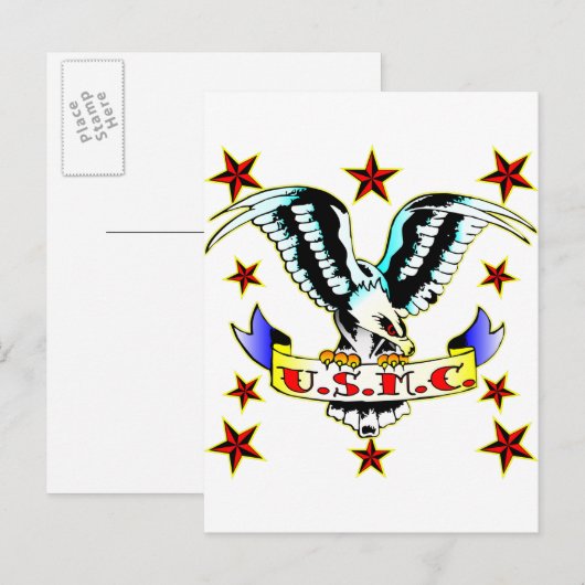 Old School Eagle Tattoo 2 Postkarte (Vorne/Hinten)