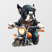 Old School French Bulldog Lil Biker Typ Fensteraufkleber (Blatt)