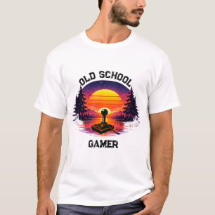 Old School Gamer Retro-Strand-Kunst T-Shirt