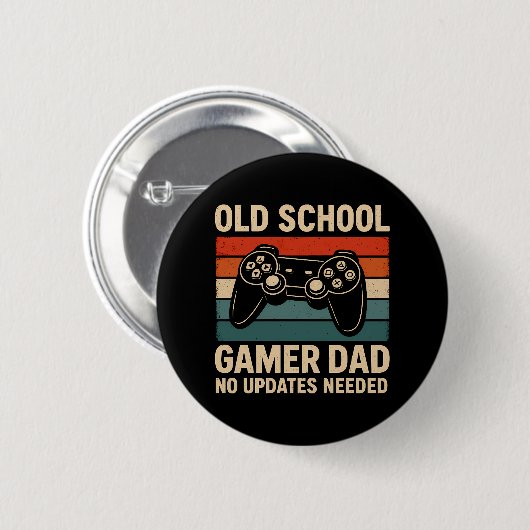 Old School Gamer Vater Retro Controller Button (Vorne & Hinten)