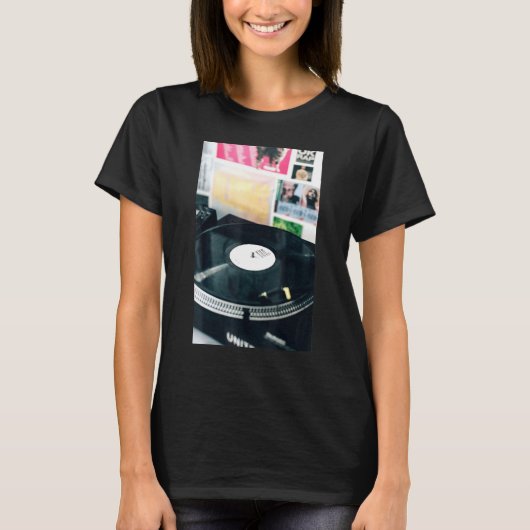 Old School Hip Hop Music DJ Vinyl Record T-Shirt (Vorderseite)