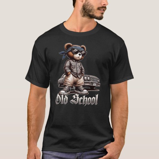 OLD SCHOOL Hip Hop Teddy Bear Lowrider Chicano Cul T-Shirt (Vorderseite)