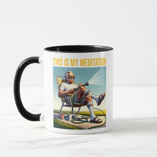 Old School Mann bewässert Rasen Tee Tasse (Links)