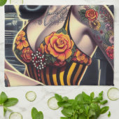 Old School Niedlich Goth Girl Geschirrtuch (Gefaltet)