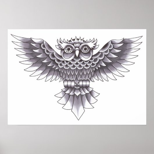 Old School Owl Tattoo Design Poster (Vorne)