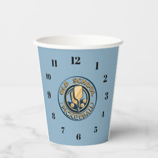 Old School Pickleball  clock paper caps Pappbecher