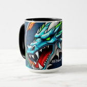 Old School Pickleball Drachen blau Tasse (Vorderseite Links)