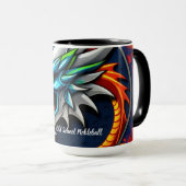 Old School Pickleball Dragon blue mug Tasse (VorderseiteRechts)