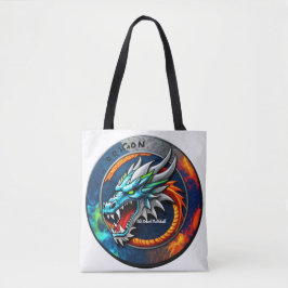 Old School Pickleball Dragon blue tote bag Tasche