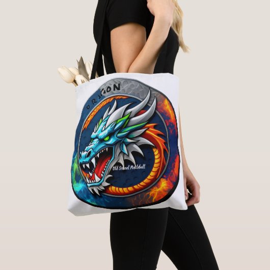 Old School Pickleball Dragon blue tote bag Tasche (Von Nahem)