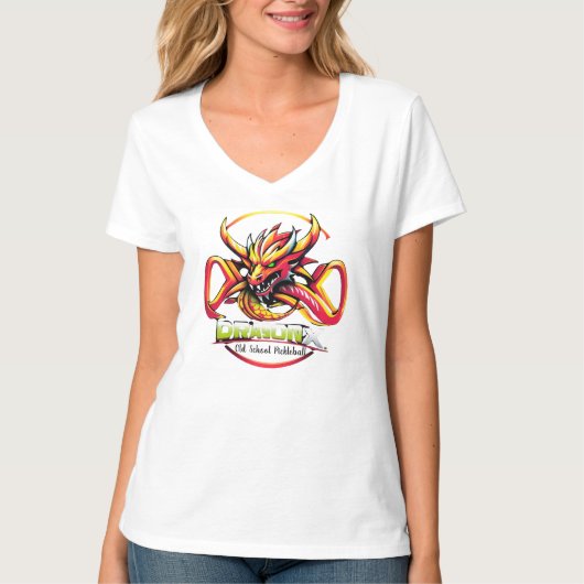 Old School Pickleball red Dragon X women T-Shirt (Vorderseite)