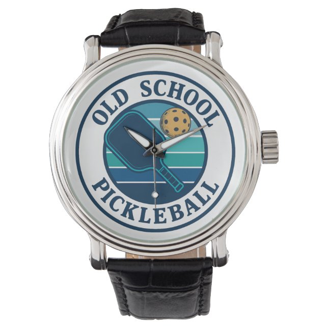 Old School Pickleball-Uhr Armbanduhr (Vorderseite)