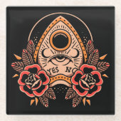 Old School Planchette Tattoo Untersetzer (Vorderseite)