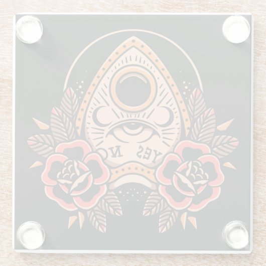 Old School Planchette Tattoo Untersetzer (Rückseite)