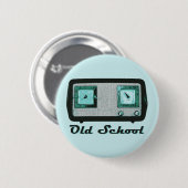 Old School Radio Retro Vintage Button (Vorne & Hinten)