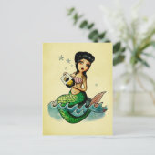 Old School Reggae Mermaid Postkarte (Stehend Vorderseite)