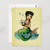 Old School Reggae Mermaid Postkarte (Vorne/Hinten)