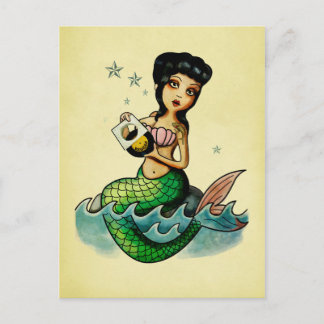 Old School Reggae Mermaid Postkarte