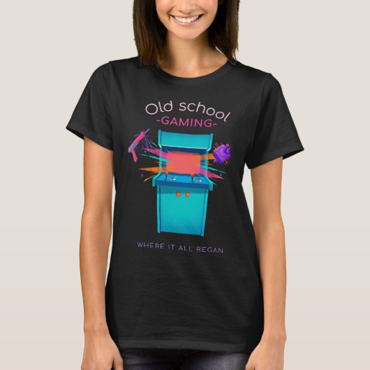 Old School Retro-Gaming-Controller und Arcade T-Shirt (Vorderseite)