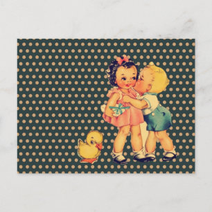Old School Retro Polka dots kitsch Vintag Kids Postkarte
