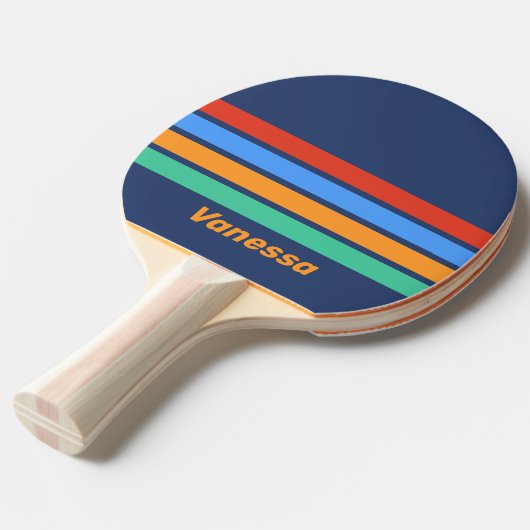 Old School Retro Rainbow Across Striping with Name Tischtennis Schläger (Vorderseite)
