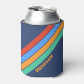 Old School Retro Rainbow Stripes with Name Dosenkühler (Kanne Vorderseite)