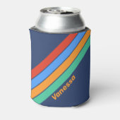 Old School Retro Rainbow Stripes with Name Dosenkühler (Kanne Rückseite)