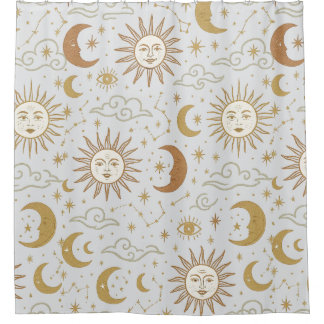 Old school retro stars and constelations design duschvorhang